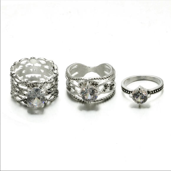 • Zoey • 3pc. Crystal Ring Set - Picture 2 of 3